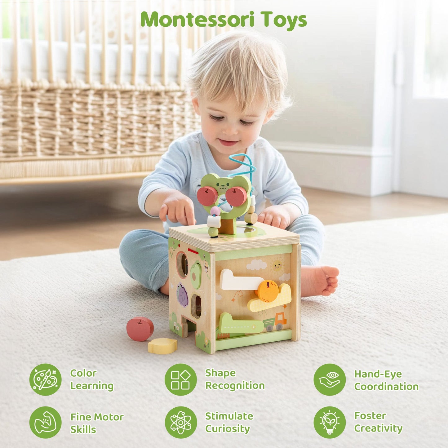 ROBUD Wooden Activity Cube - Little Bear Orchard