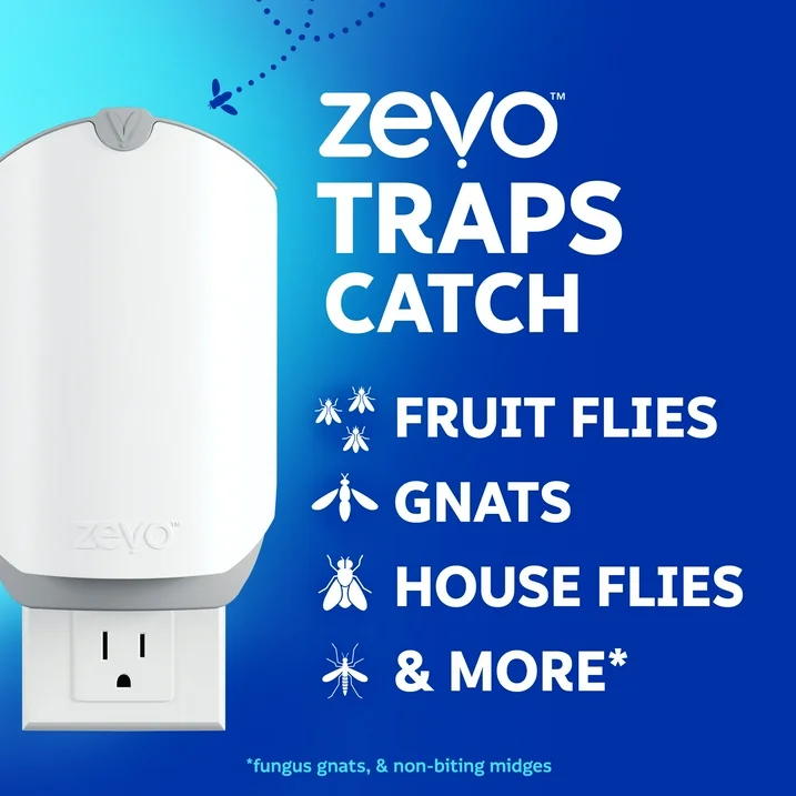 Zevo MAX Bug Catcher & Fly Trap for Indoors - Flying Insect Trap for Gnats, House & Fruit Flies - Use in Any Room - No-Mess Disposal