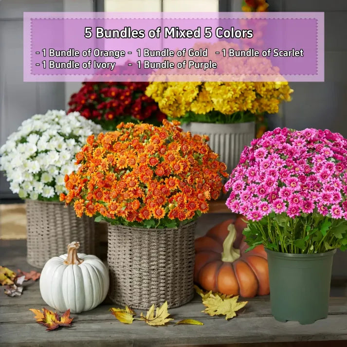š„Last Day Each- Artificial Outdoor Sunset Mums Flowers - Waterproof, Windproof
