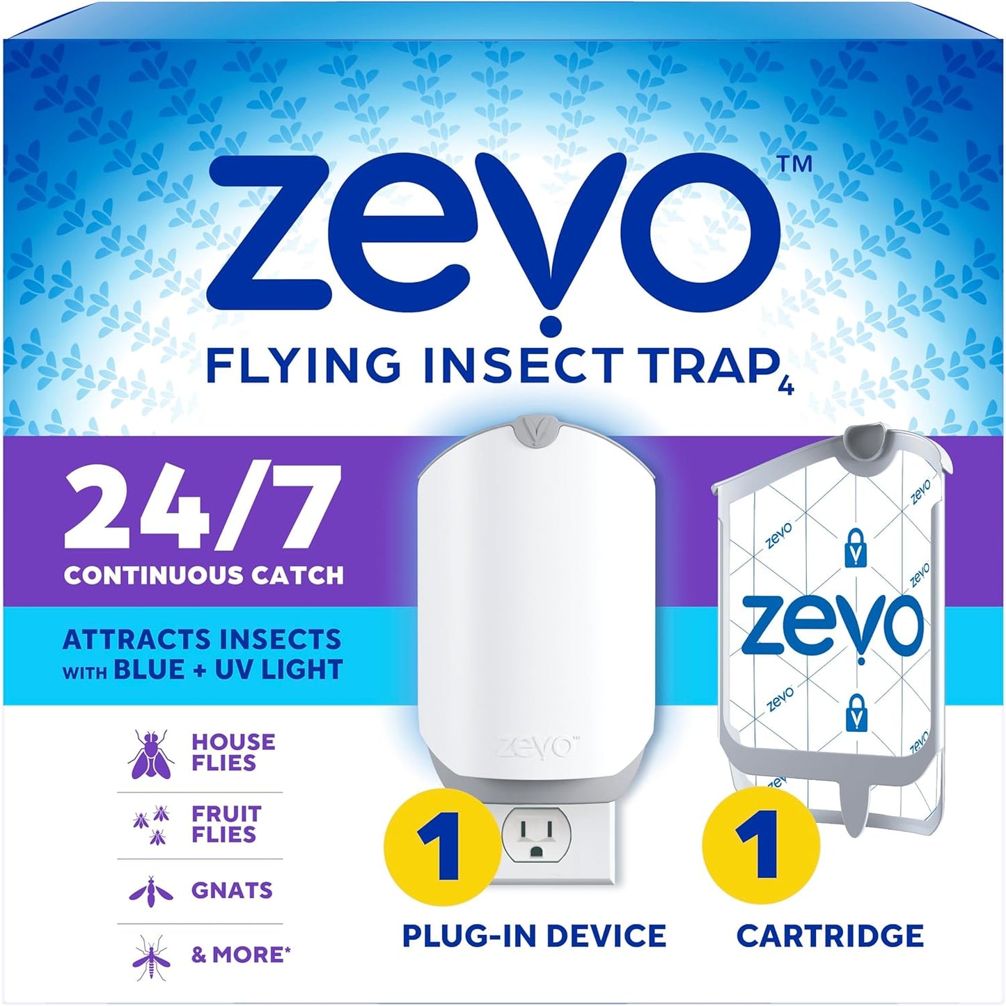Zevo MAX Bug Catcher & Fly Trap for Indoors - Flying Insect Trap for Gnats, House & Fruit Flies - Use in Any Room - No-Mess Disposal