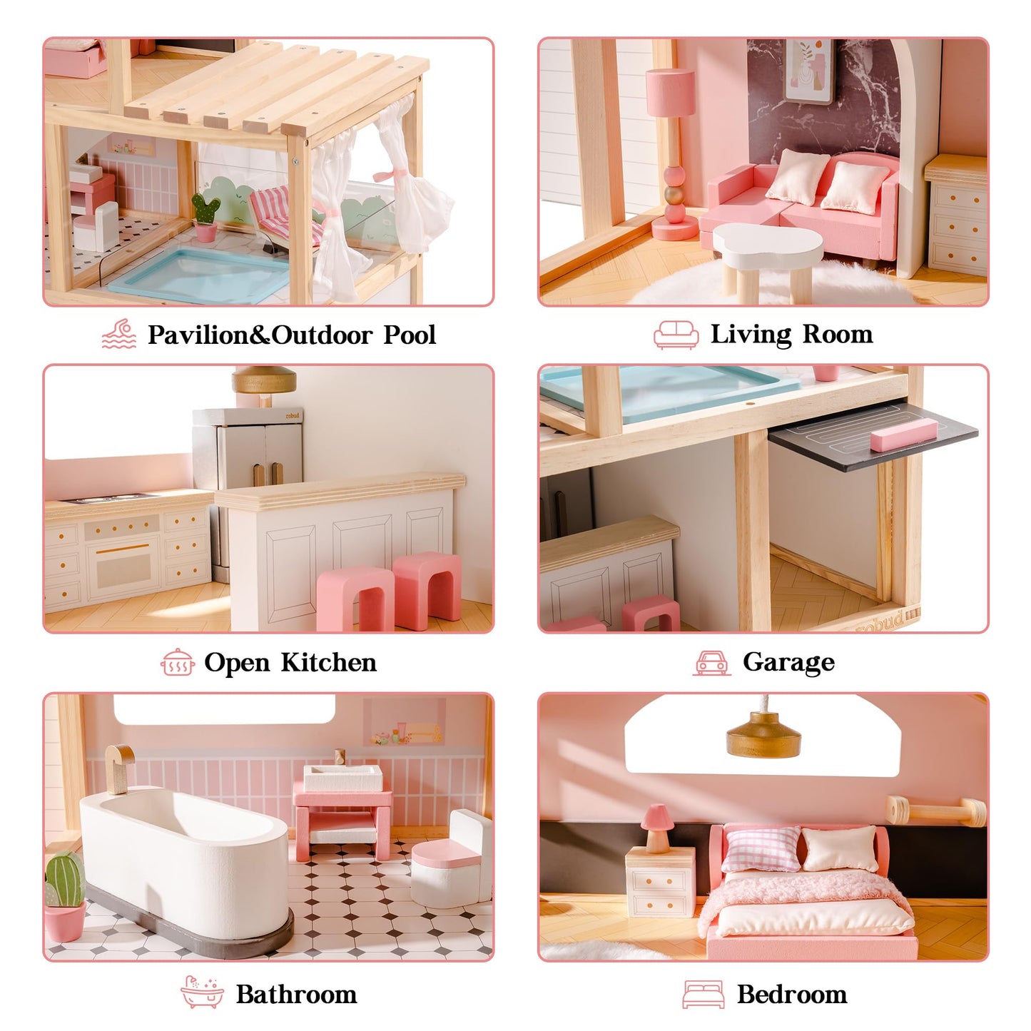 ROBUD Wooden Dollhouse - Florida Black
