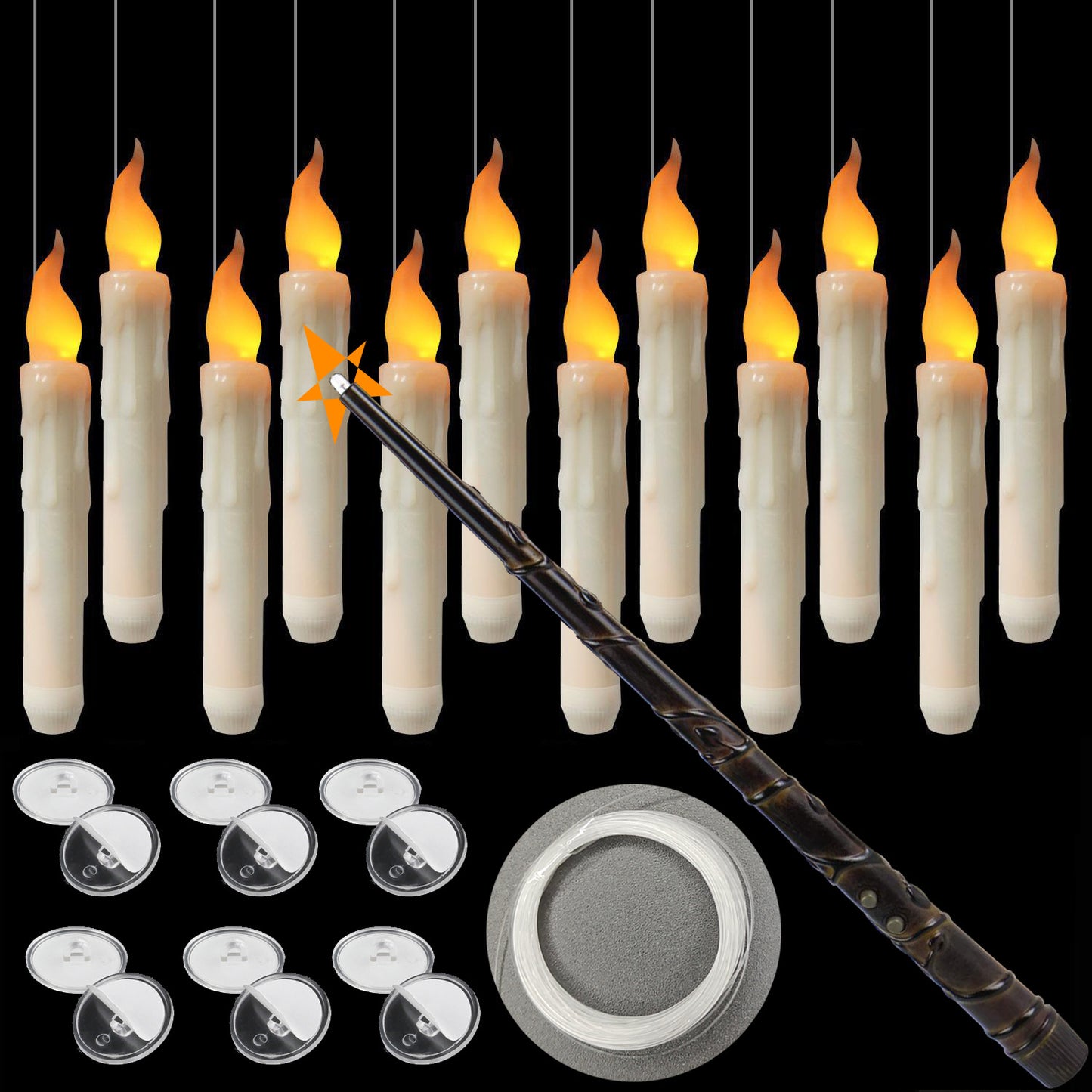🧙♂️Official Wizarding World Floating Flame Candles🕯️ - Enchanting Halloween & Christmas Decor with Wand Control