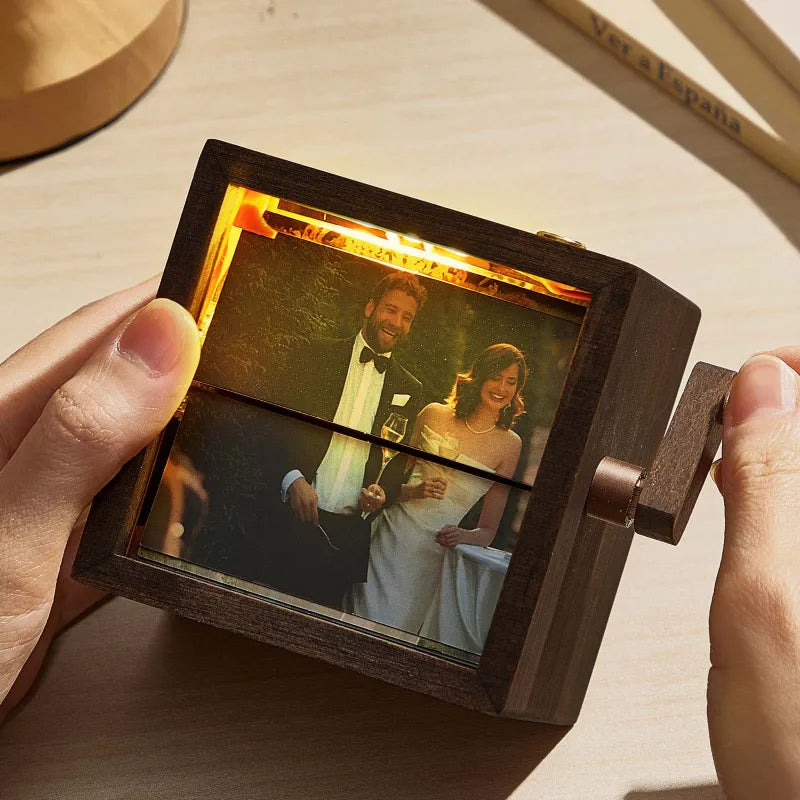 🎁🖼Custom Flipbook Frame Animation Machine Mechanical Hand Motion Photo Cube Album with Light