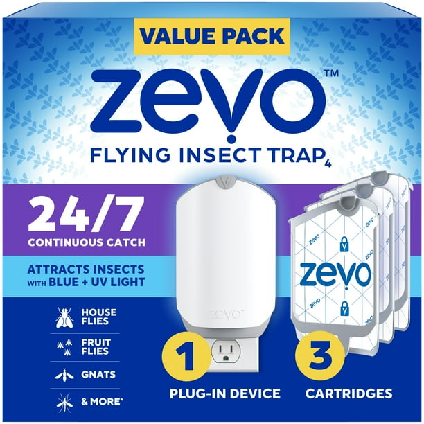 Zevo MAX Bug Catcher & Fly Trap for Indoors - Flying Insect Trap for Gnats, House & Fruit Flies - Use in Any Room - No-Mess Disposal