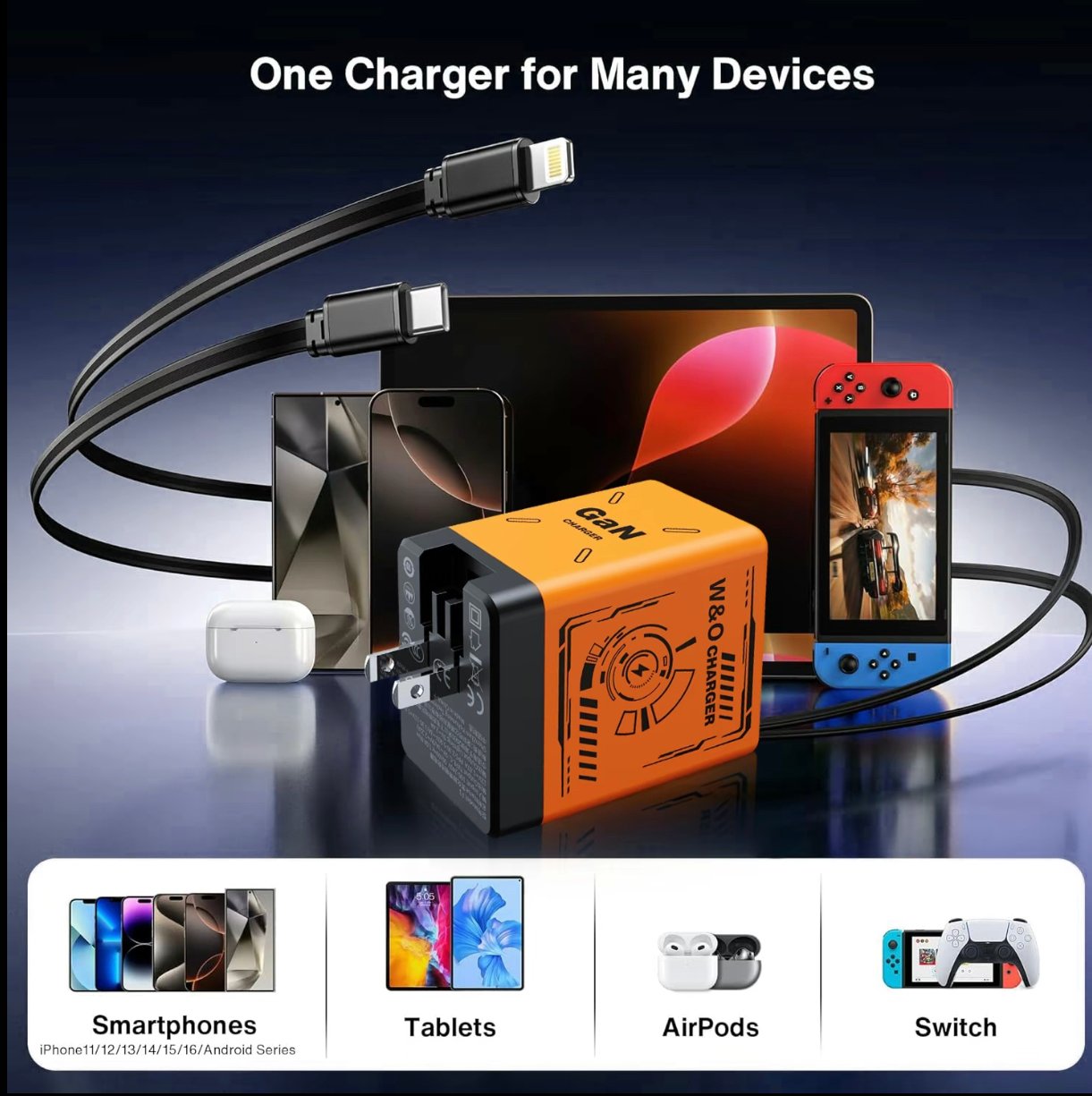 ⏰Limited stock!🔥W&O 2-in- GaN Fast Charger
