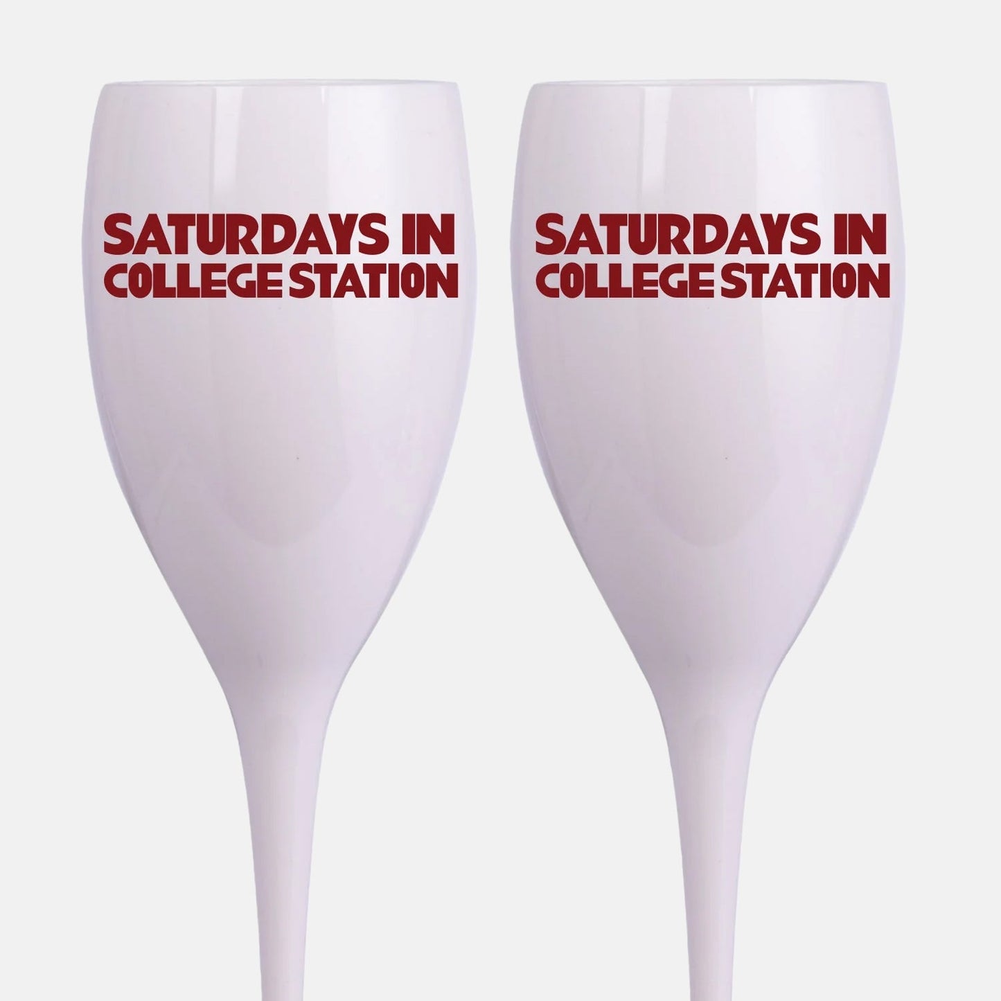 Texas A&M, College Town Saturdays Plastic Champagne Flutes, Set of 2