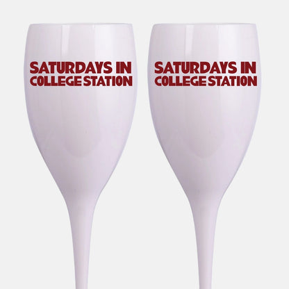 Texas A&M, College Town Saturdays Plastic Champagne Flutes, Set of 2
