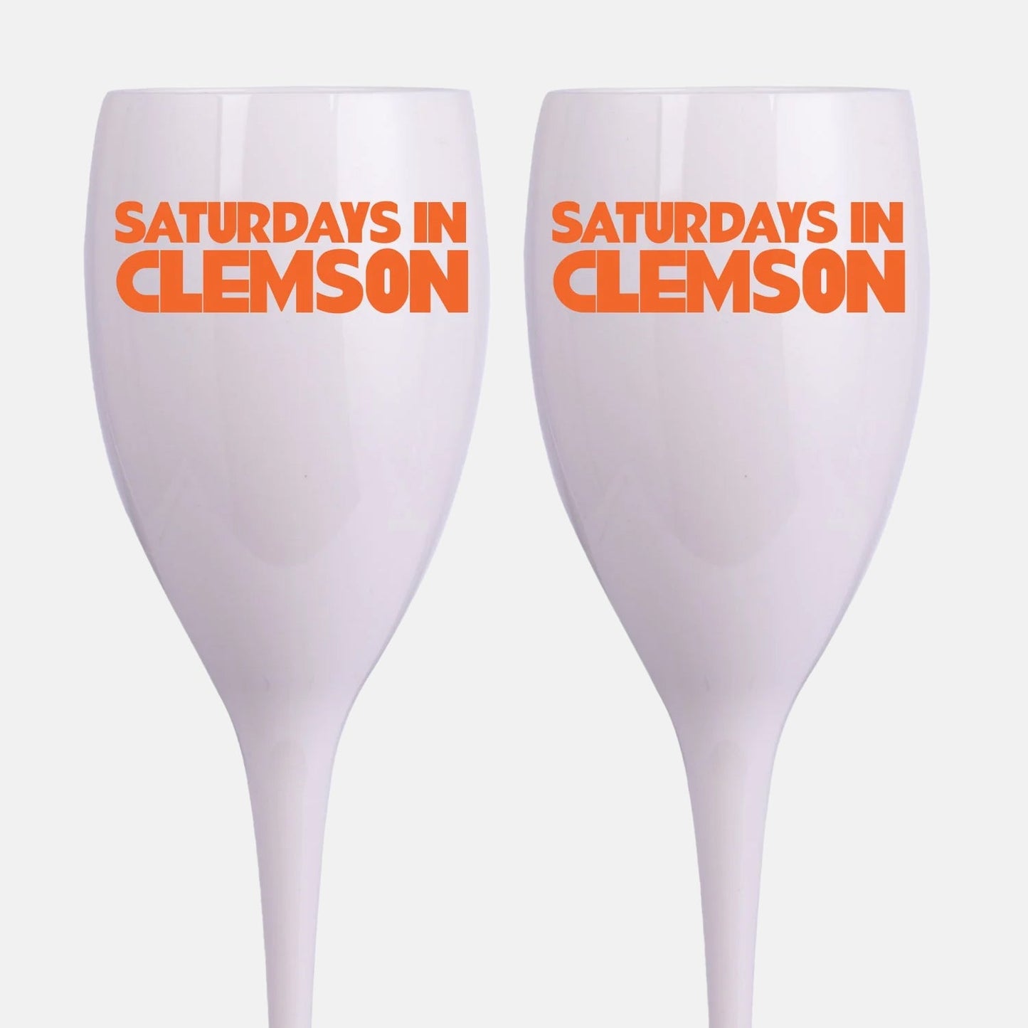 Clemson, College Town Saturdays Plastic Champagne Flutes, Set of 2