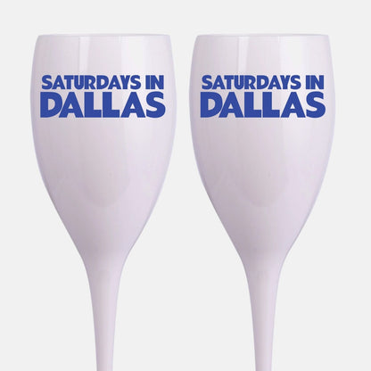 SMU, College Town Saturdays Plastic Champagne Flutes, Set of 2