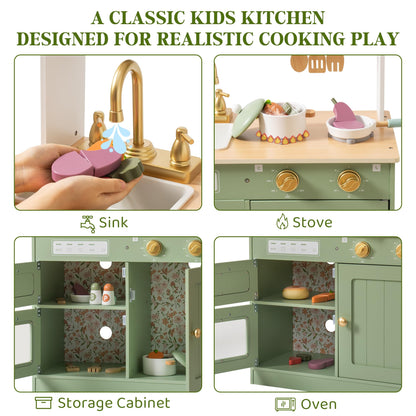 ROBUD Wooden  Kids Play Kitchen Set - Olivia Green