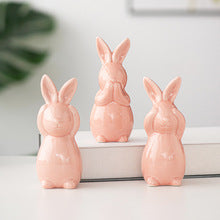 Deaf, Blind, and Mute Rabbit Figurine