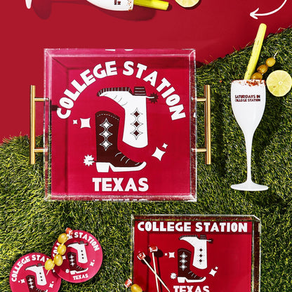 Texas A&M, College Town Saturdays Plastic Champagne Flutes, Set of 2