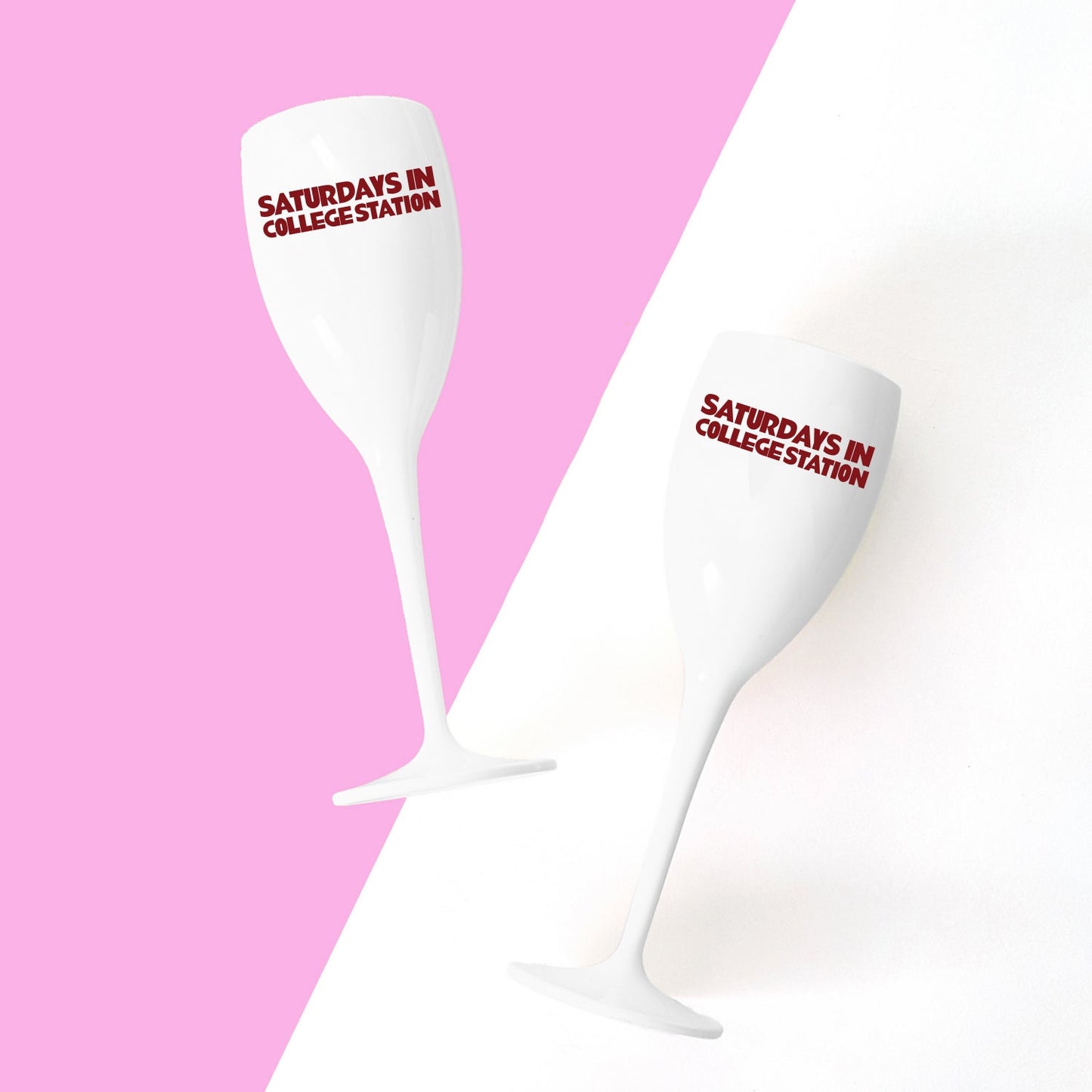 Texas A&M, College Town Saturdays Plastic Champagne Flutes, Set of 2