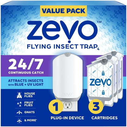 Zevo MAX Bug Catcher & Fly Trap for Indoors - Flying Insect Trap for Gnats, House & Fruit Flies - Use in Any Room - No-Mess Disposal