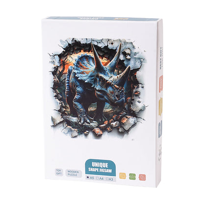 ROBOTIME Wall Breaking Triceratops Wooden Jigsaw Puzzle