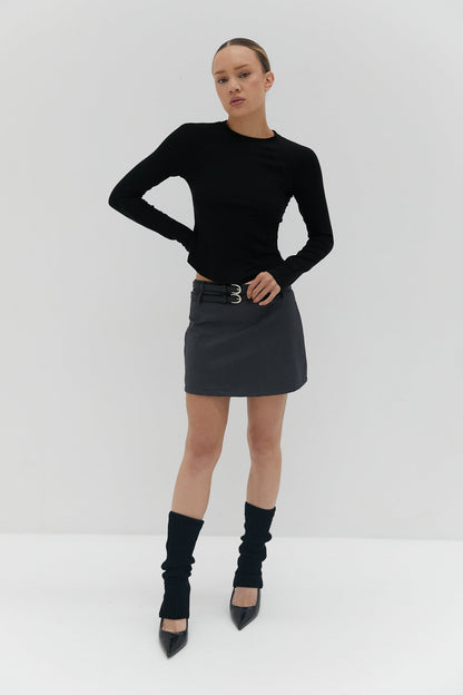 Double Belt Mini Skirt